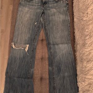 Juicy Couture Distressed Flare Jeans in Blue